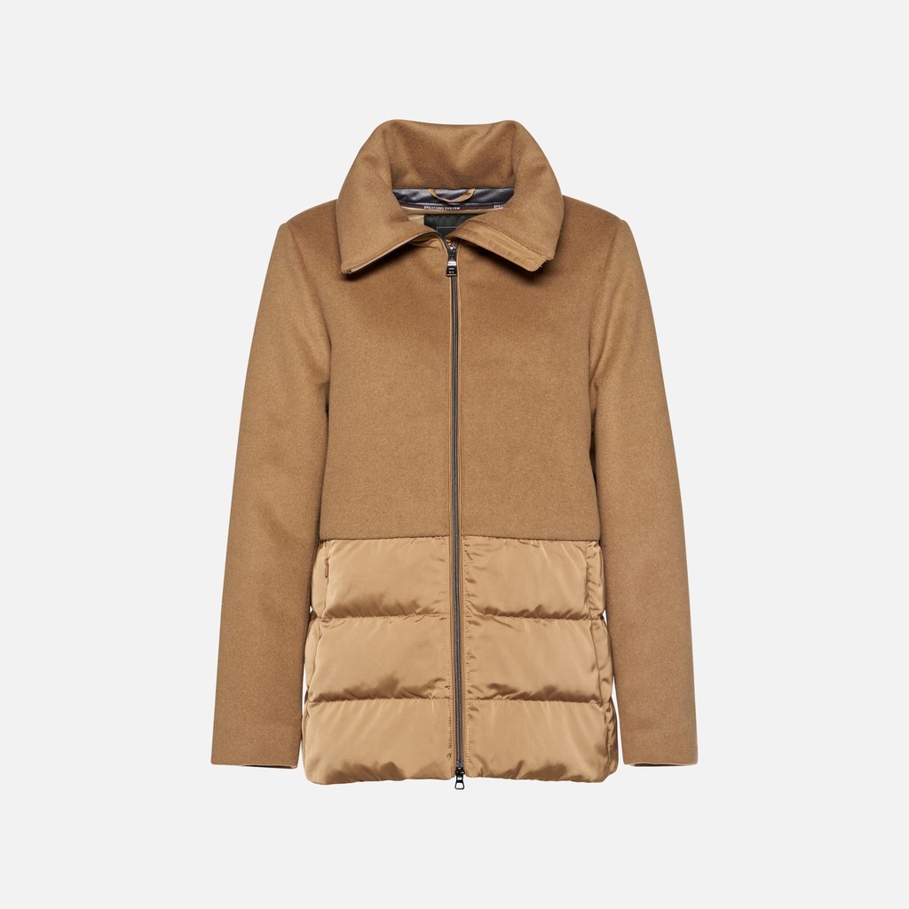 Manteau avec col PLUETTE FEMME Camel/Camel - image number 4 | GEOX