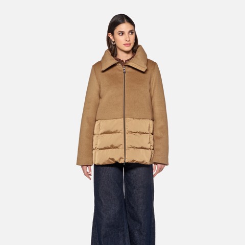 Manteau avec col PLUETTE FEMME Camel/Camel - image number 1 | GEOX