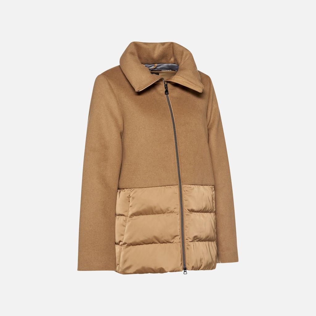 Manteau avec col PLUETTE FEMME Camel/Camel - image number 5 | GEOX