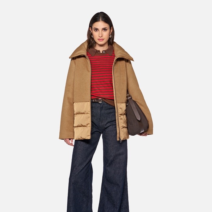 Manteau avec col PLUETTE FEMME Camel/Camel | GEOX