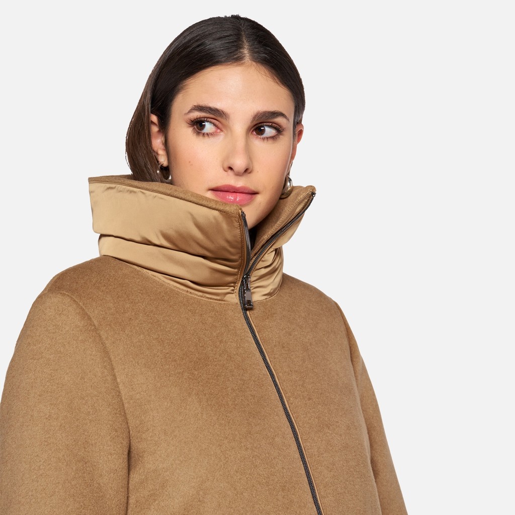 Manteau avec col PLUETTE FEMME Camel/Camel - image number 3 | GEOX