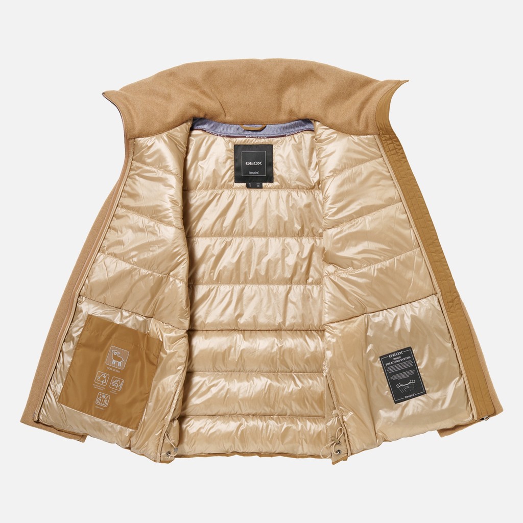 Coat with collar PLUETTE WOMAN Camel Gold/Camel Gold - image number 10 | GEOX