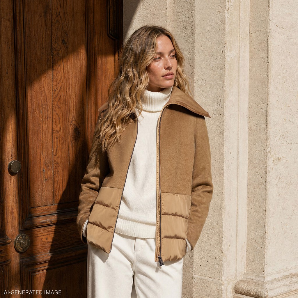 Coat with collar PLUETTE WOMAN Camel Gold/Camel Gold - image number 11 | GEOX