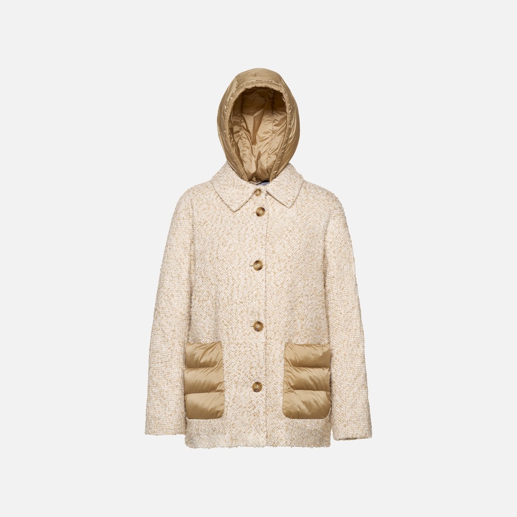 Short coat CHARLENE WOMAN Moonbeam/Nougat - image number 6 | GEOX