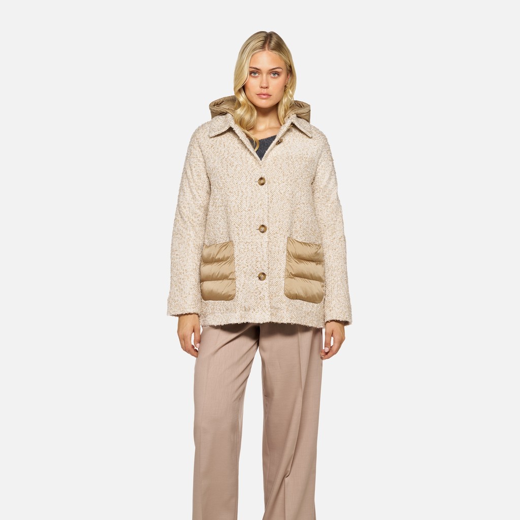 Short coat CHARLENE WOMAN Moonbeam/Nougat - image number 2 | GEOX