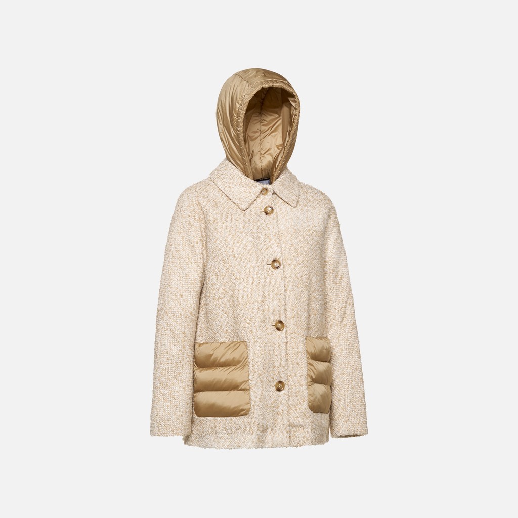Short coat CHARLENE WOMAN Moonbeam/Nougat - image number 7 | GEOX