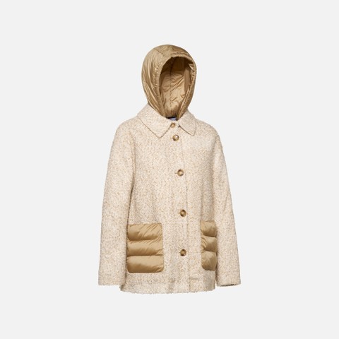 Short coat CHARLENE WOMAN Moonbeam/Nougat - image number 7 | GEOX