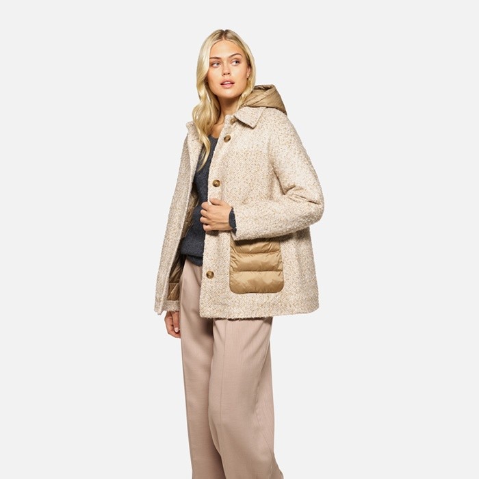 Short coat CHARLENE WOMAN Moonbeam/Nougat | GEOX