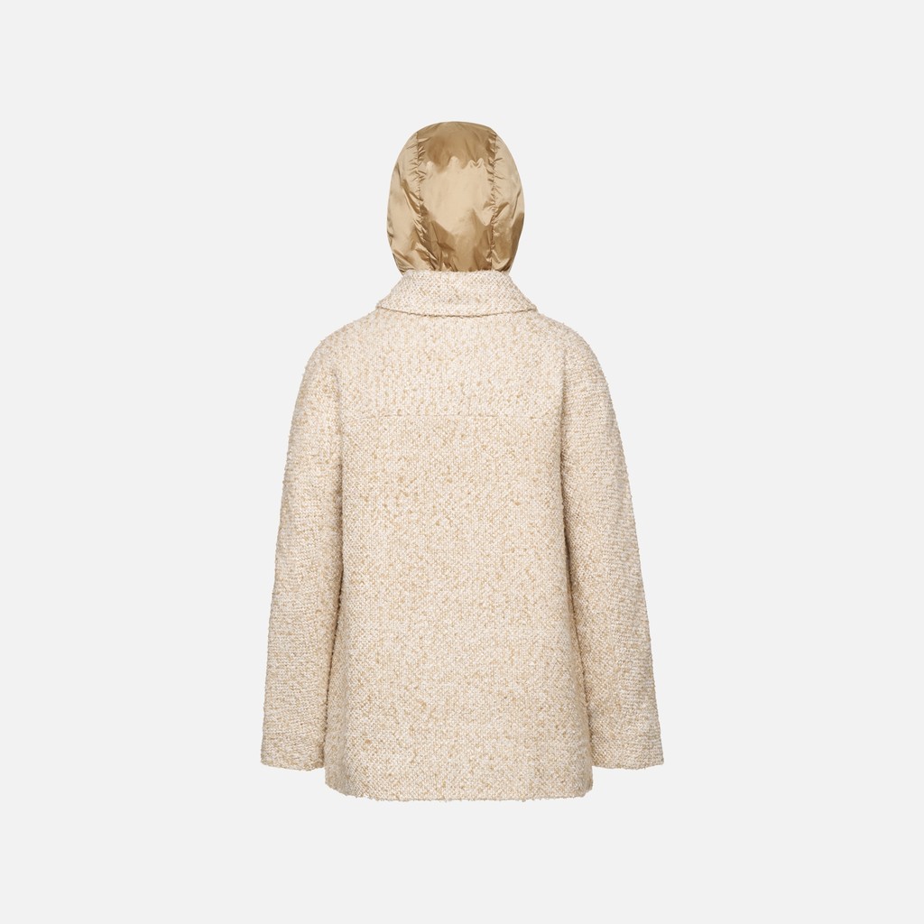 Short coat CHARLENE WOMAN Moonbeam/Nougat - image number 8 | GEOX
