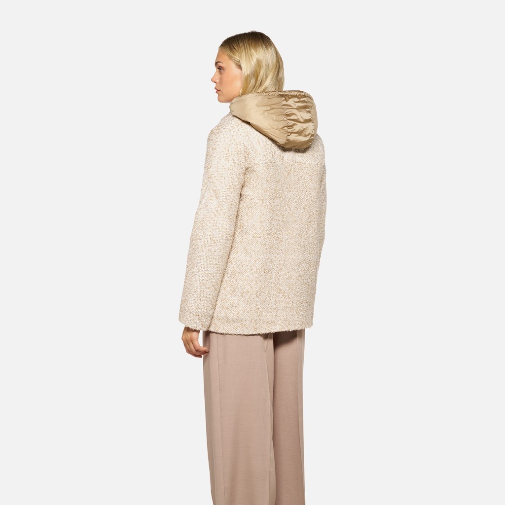 Short coat CHARLENE WOMAN Moonbeam/Nougat - image number 3 | GEOX