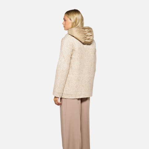 Short coat CHARLENE WOMAN Moonbeam/Nougat - image number 3 | GEOX