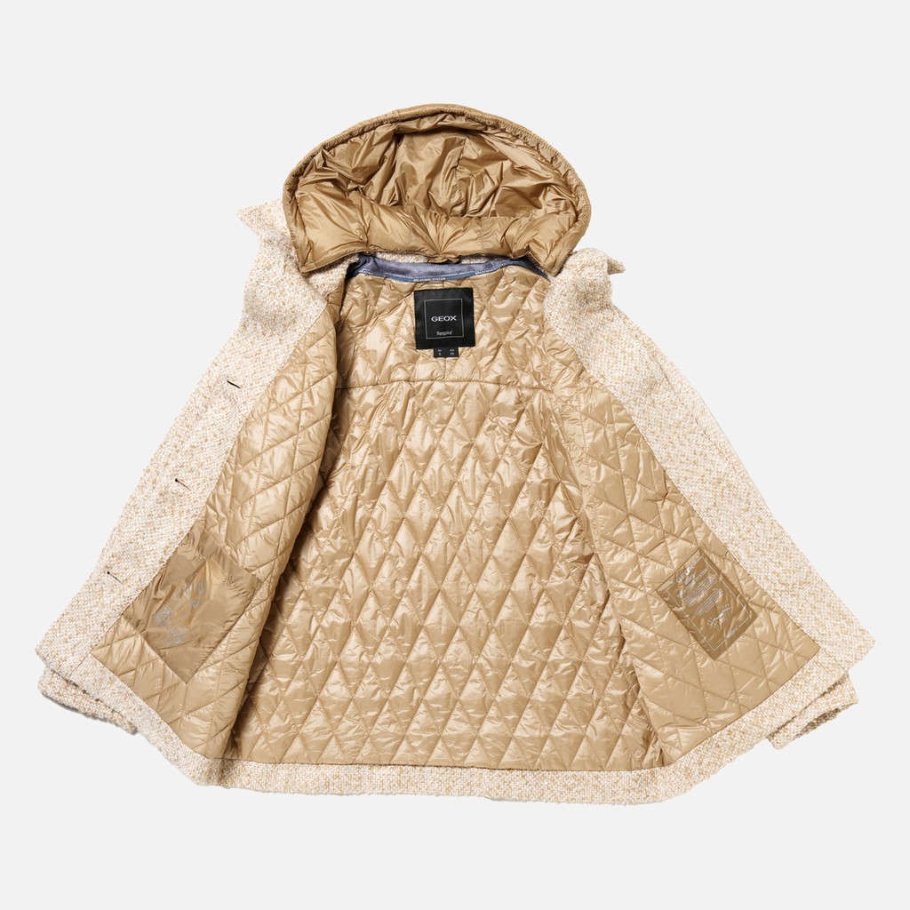 Short coat CHARLENE WOMAN Moonbeam/Nougat - image number 12 | GEOX