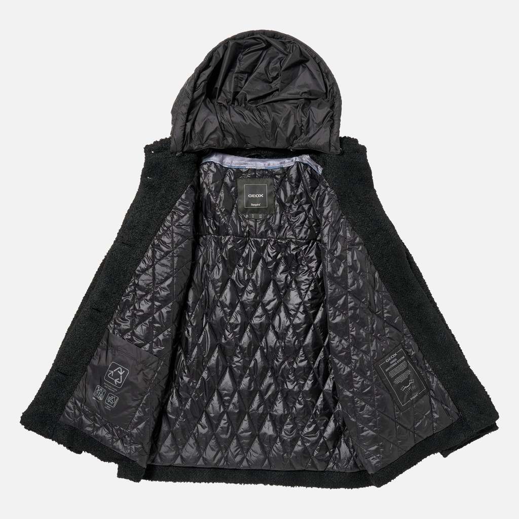 Short coat CHARLENE WOMAN Black - image number 12 | GEOX