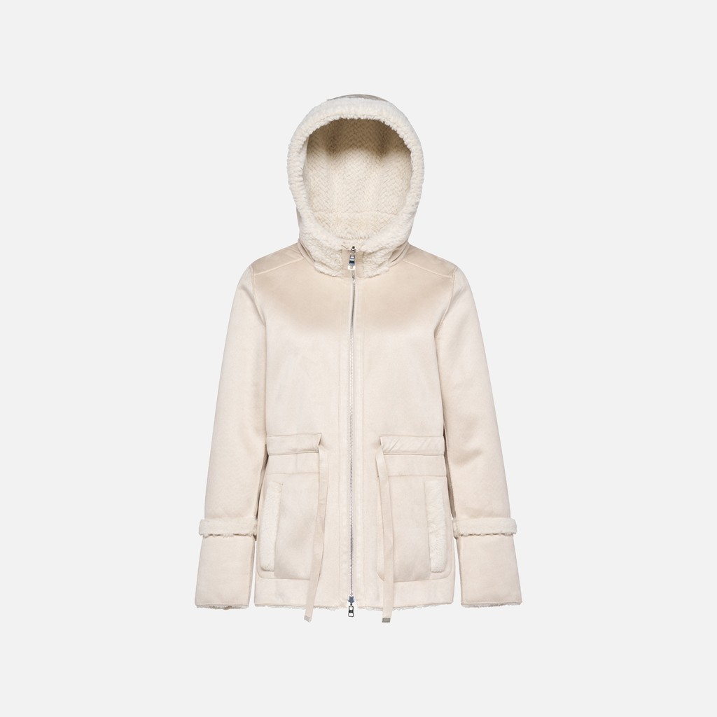 Hooded coat KENCY WOMAN Moonbeam - image number 1 | GEOX