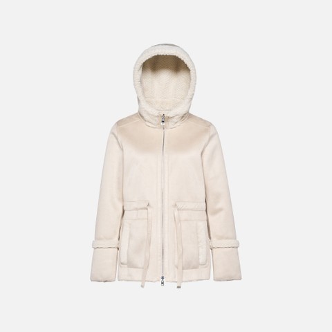 Hooded coat KENCY WOMAN Moonbeam - image number 1 | GEOX