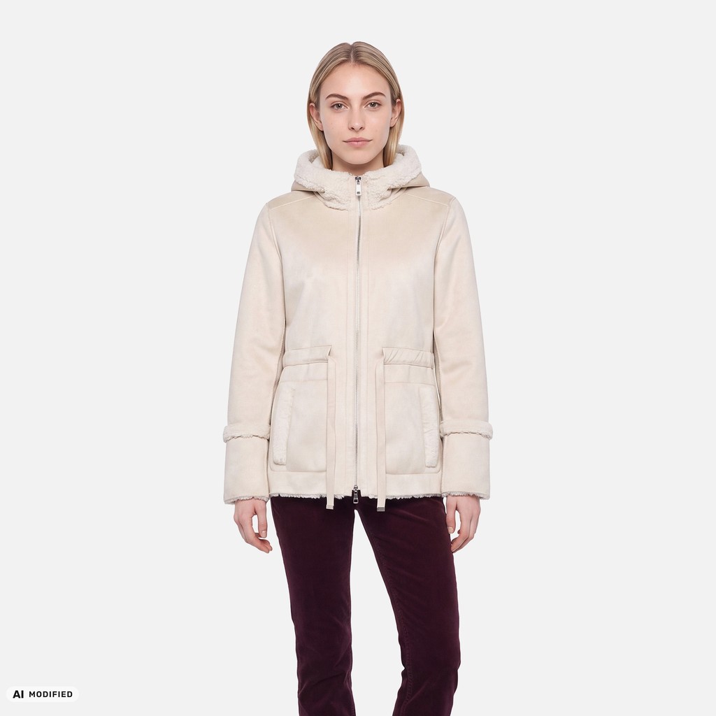 Hooded coat KENCY WOMAN Moonbeam - image number 2 | GEOX