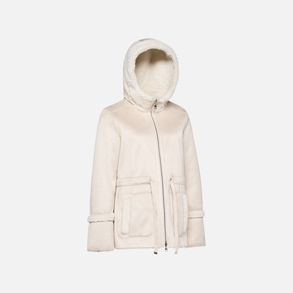 Hooded coat KENCY WOMAN Moonbeam - image number 2 | GEOX