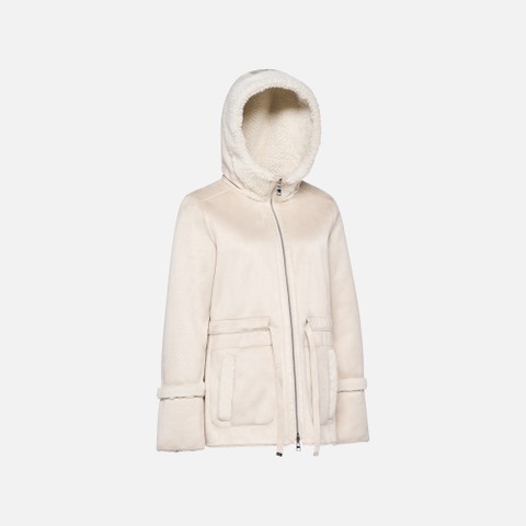Hooded coat KENCY WOMAN Moonbeam - image number 2 | GEOX
