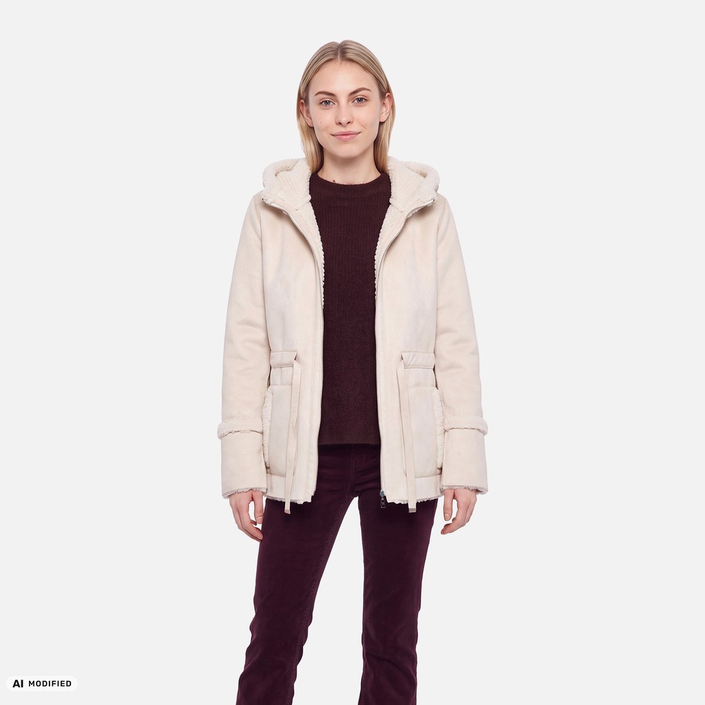 Hooded coat KENCY WOMAN Moonbeam - image number 0 | GEOX