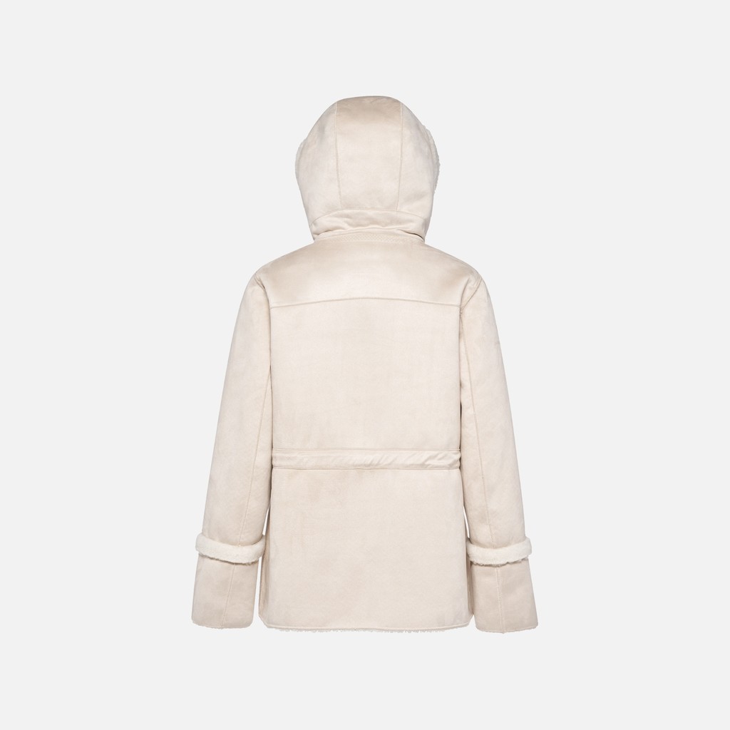 Hooded coat KENCY WOMAN Moonbeam - image number 3 | GEOX