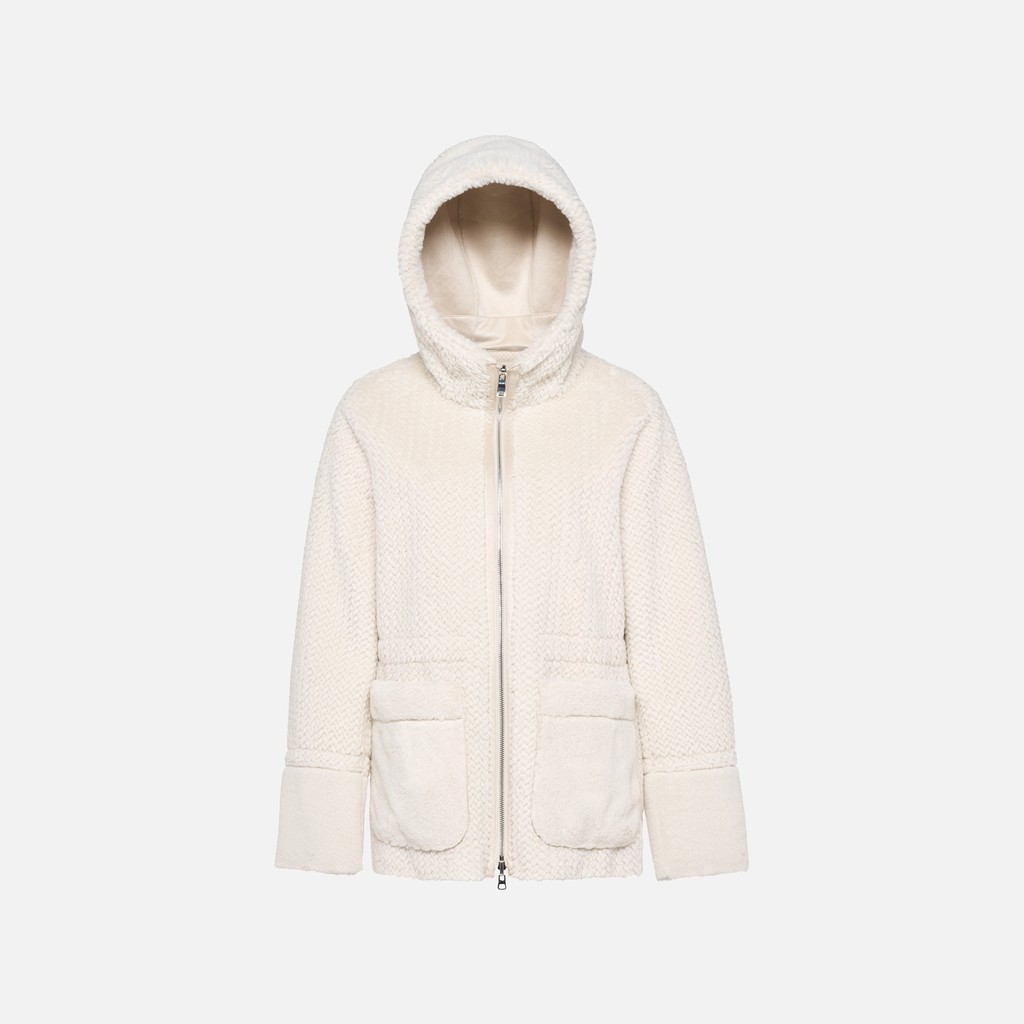 Hooded coat KENCY WOMAN Moonbeam - image number 5 | GEOX