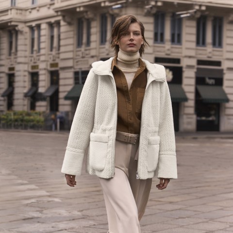 Hooded coat KENCY WOMAN Moonbeam | GEOX