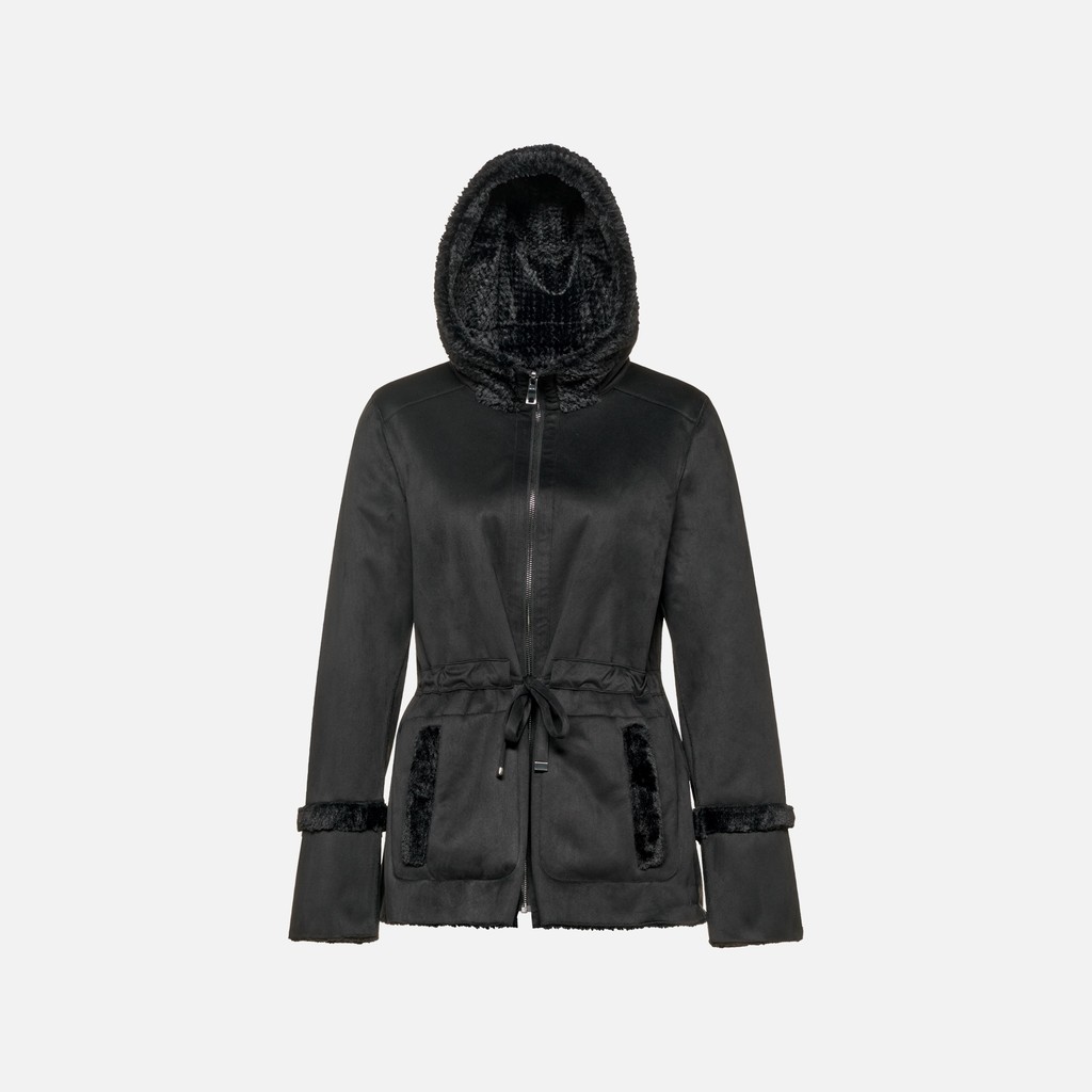 Abrigo con capucha KENCY MUJER Negro - image number 4 | GEOX