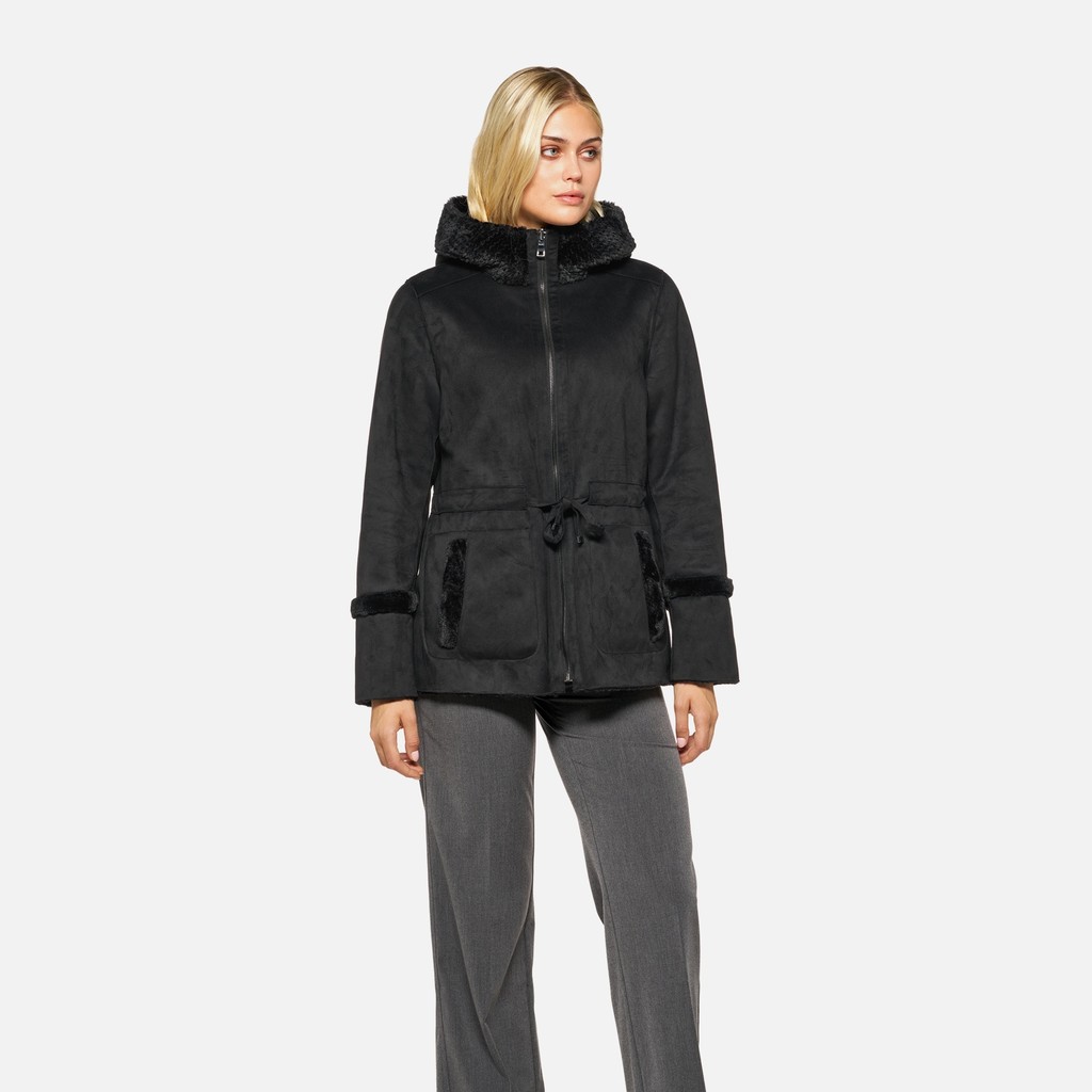 Abrigo con capucha KENCY MUJER Negro - image number 1 | GEOX