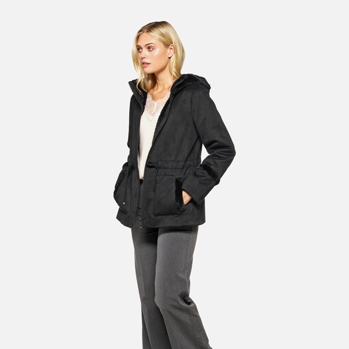Abrigo con capucha KENCY MUJER Negro | GEOX