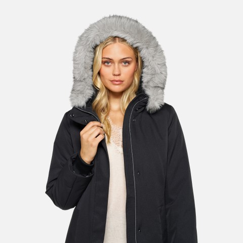 Quilted parka CAMEXIA WOMAN Black - image number 3 | GEOX