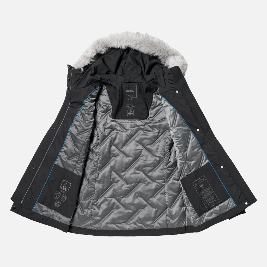 Quilted parka CAMEXIA WOMAN Black - image number 12 | GEOX