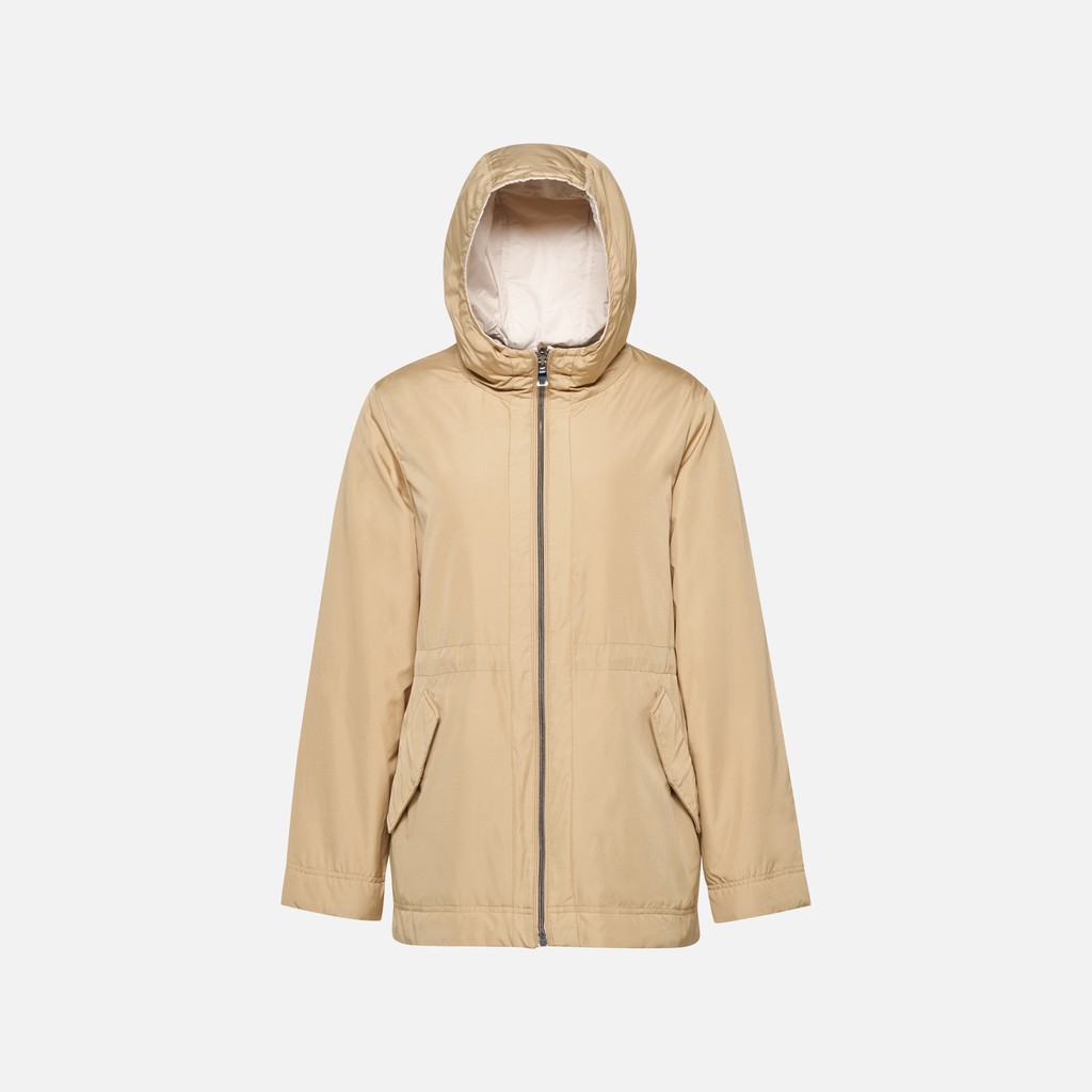 Long parka DORALEA WOMAN Nougat/Moonbeam - image number 5 | GEOX