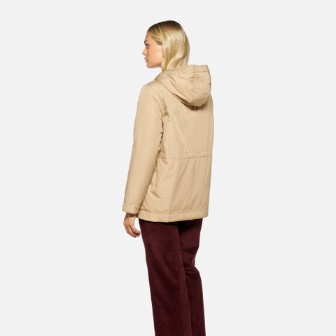 Long parka DORALEA WOMAN Nougat/Moonbeam - image number 2 | GEOX