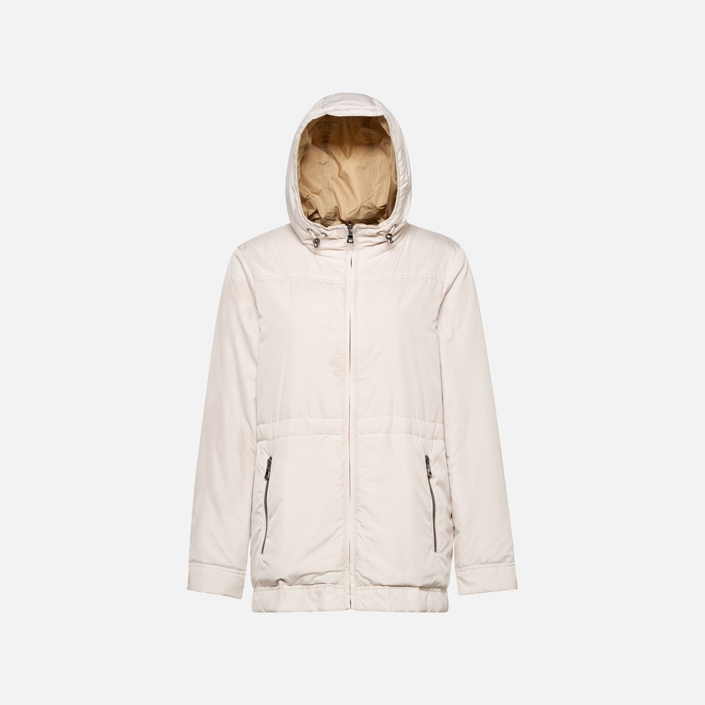 Long parka DORALEA WOMAN Nougat/Moonbeam - image number 4 | GEOX