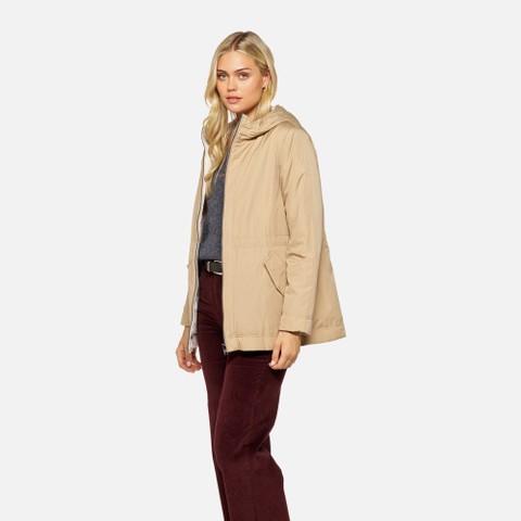 Long parka DORALEA WOMAN Nougat/Moonbeam - image number 10 | GEOX