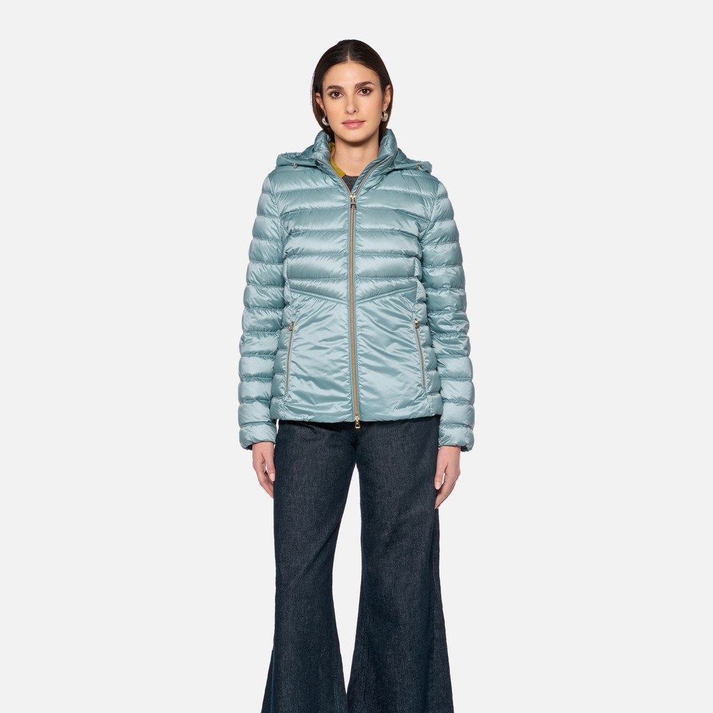 Quilted down jacket JAYSEN WOMAN Arona blue - image number 1 | GEOX