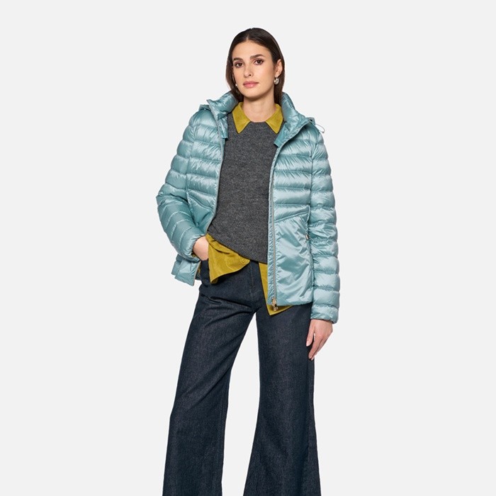 Quilted down jacket JAYSEN WOMAN Arona blue | GEOX