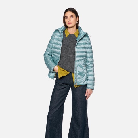 Quilted down jacket JAYSEN WOMAN Arona blue - image number 0 | GEOX