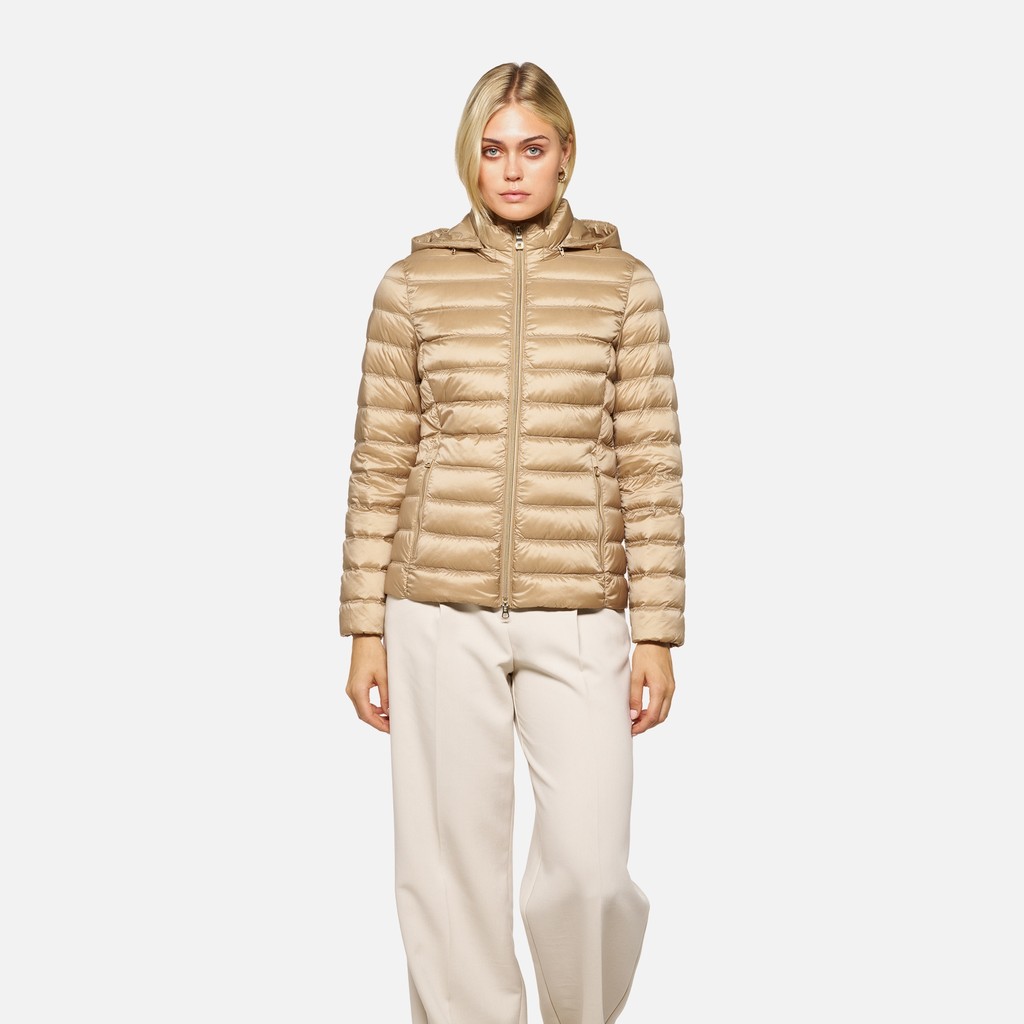 Quilted down jacket JAYSEN WOMAN Nougat - image number 1 | GEOX