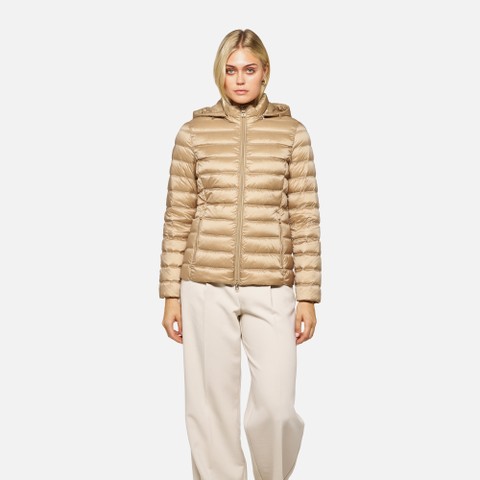 Quilted down jacket JAYSEN WOMAN Nougat - image number 1 | GEOX