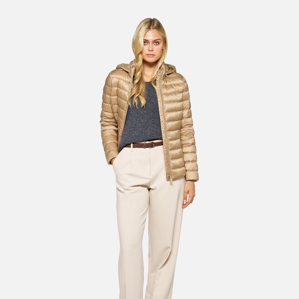 Quilted down jacket JAYSEN WOMAN Nougat - image number 0 | GEOX