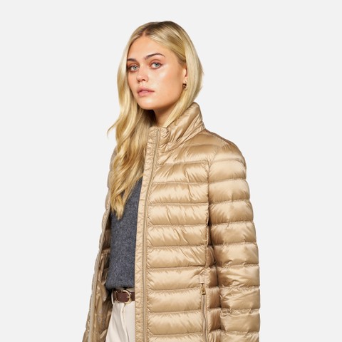 Quilted down jacket JAYSEN WOMAN Nougat - image number 3 | GEOX
