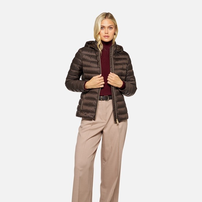 Gesteppte Daunenjacke JAYSEN DAME Dunkelbraun | GEOX