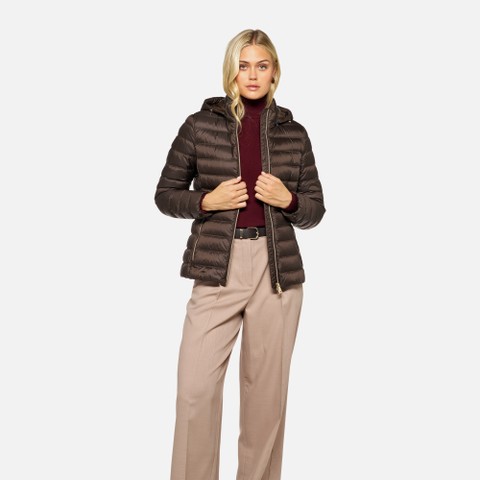 Gesteppte Daunenjacke JAYSEN DAME Dunkelbraun | GEOX