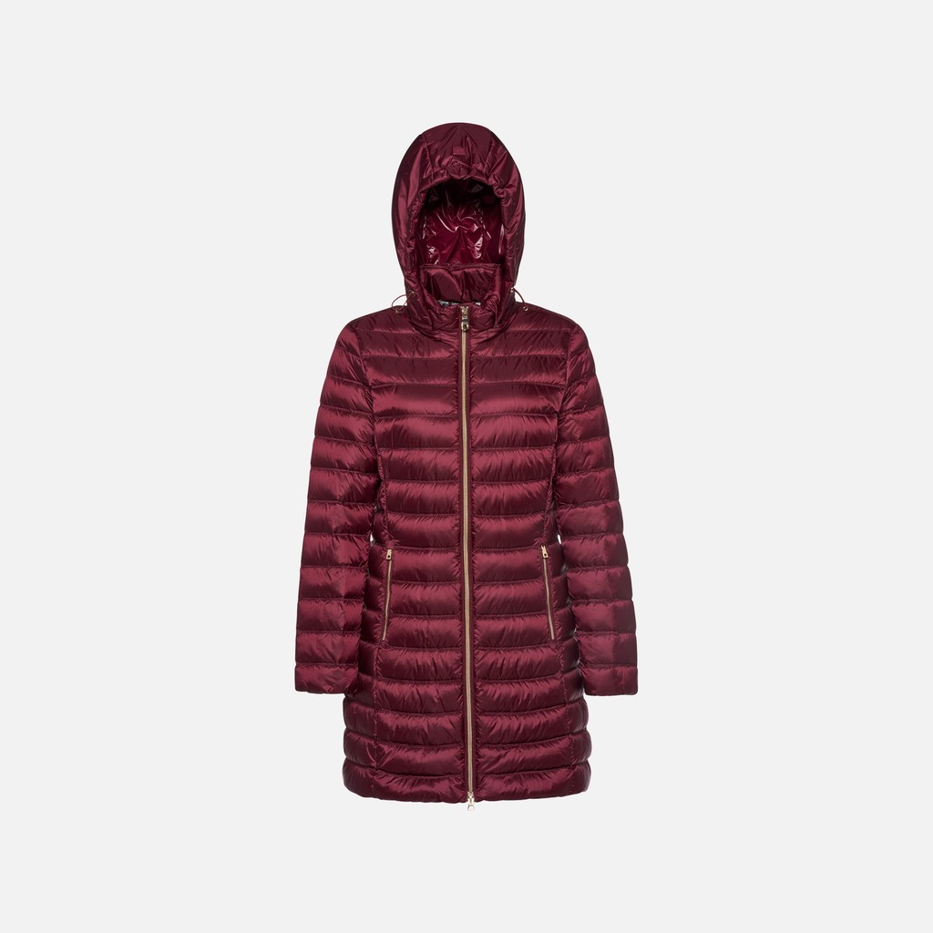 Full-length quilted coat JAYSEN WOMAN Tawny Port - image number 4 | GEOX