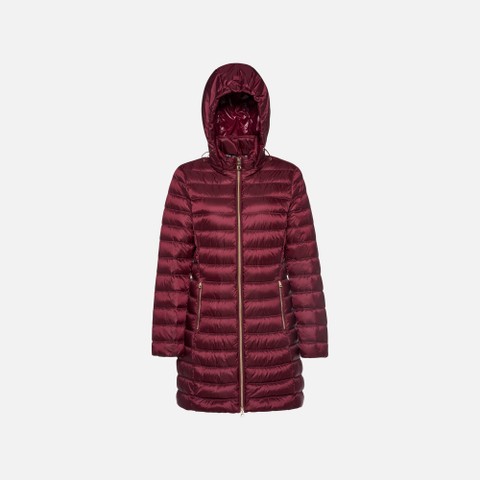 Full-length quilted coat JAYSEN WOMAN Tawny Port - image number 4 | GEOX