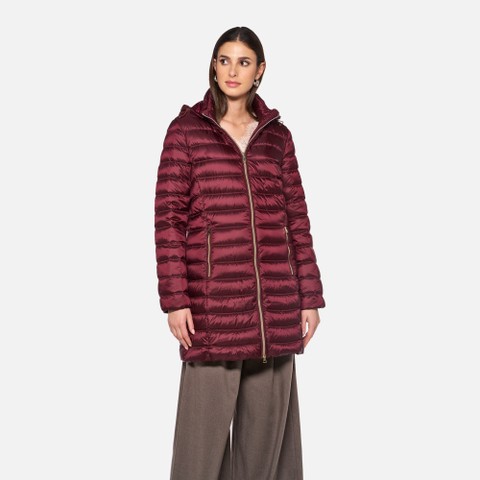 Full-length quilted coat JAYSEN WOMAN Tawny Port - image number 1 | GEOX