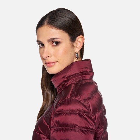 Full-length quilted coat JAYSEN WOMAN Tawny Port - image number 3 | GEOX