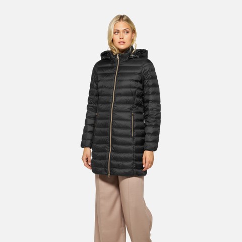 Full-length quilted coat JAYSEN WOMAN Black - image number 1 | GEOX