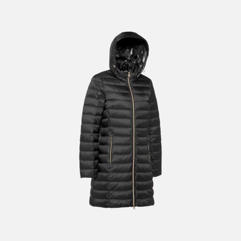 Full-length quilted coat JAYSEN WOMAN Black - image number 6 | GEOX